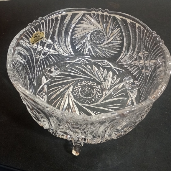 Vintage Bleikristall Clear Cut Crystal Three Footed Bowl by Anne Hutte - Picture 1 of 7